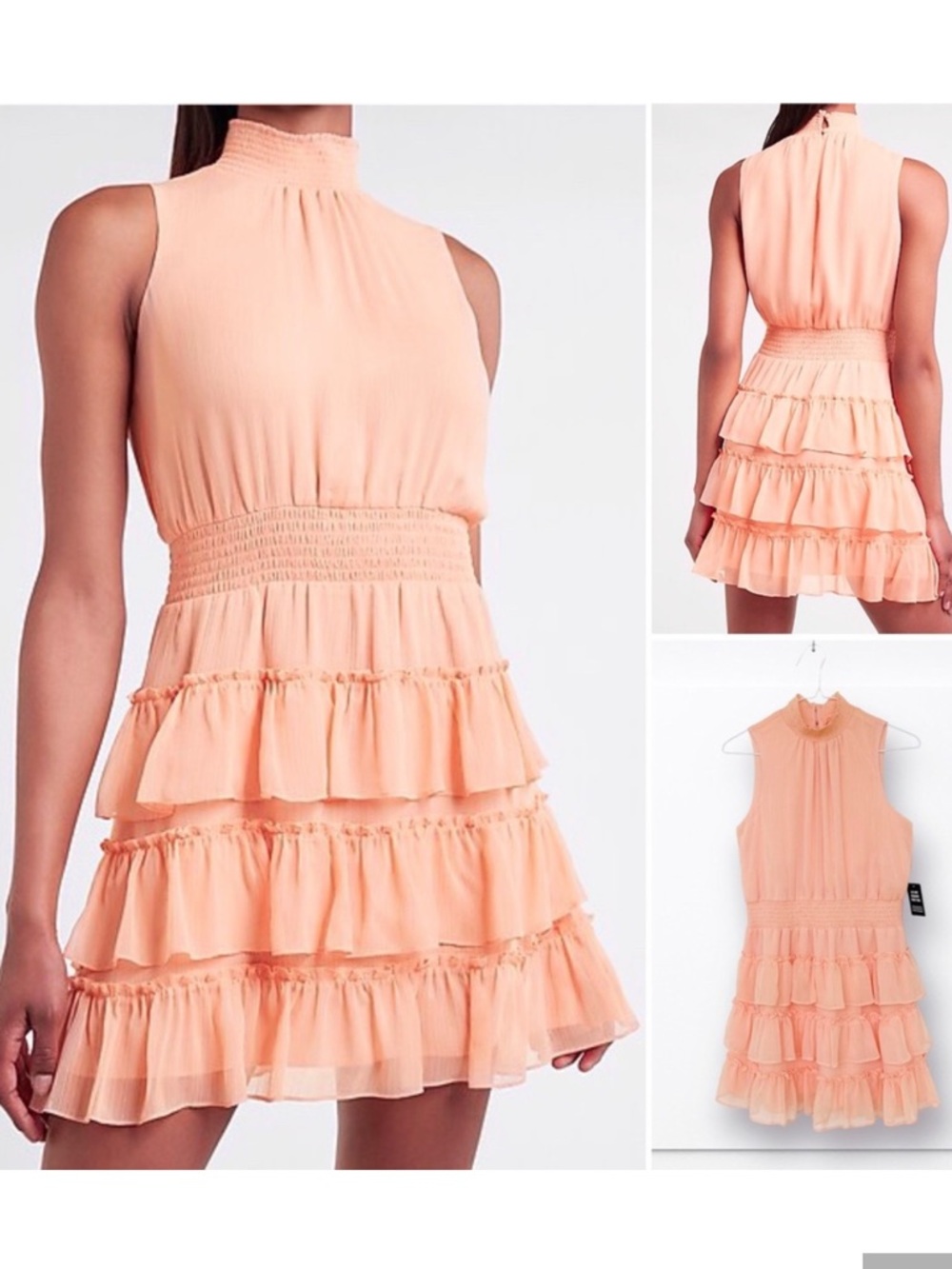 Express Peach Tiered Ruffle Mini Dress SIZE SMALL